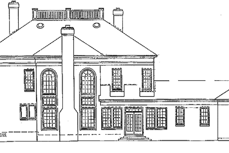 House Blueprint - Exterior - Rear Elevation for Classical House Plan #952-134 - 4 bed, 4 bath