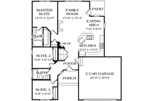 Floor Plan - Main Floor for Traditional House Plan #453-62 - 3 bed, 2 bath
