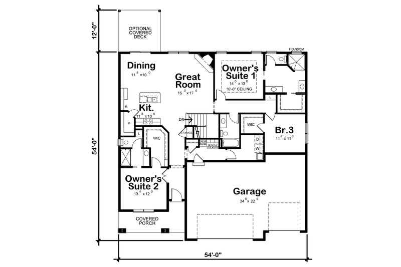 Architectural House Design - Floor Plan - Main Floor for Farmhouse House Plan #20-2351 - 3 bed, 3 bath