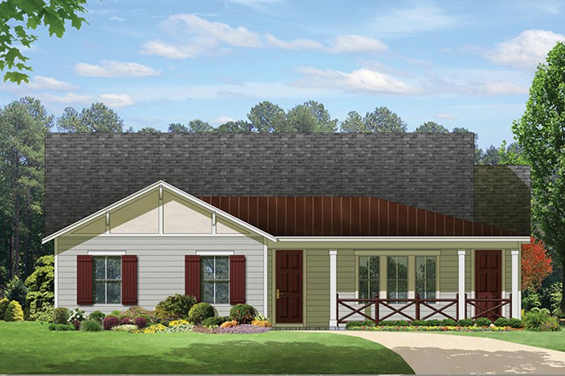Architectural House Design - Exterior - Front Elevation 4 for Ranch House Plan #1058-98 - 3 bed, 3 bath