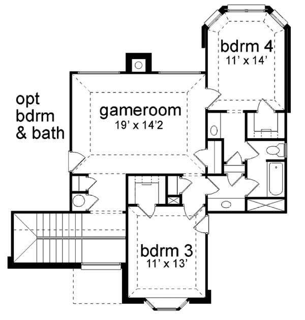 House Design - European Floor Plan - Upper Floor Plan #84-709