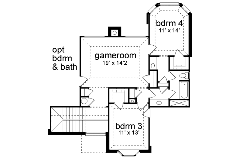 Home Plan - Floor Plan - Upper Floor for European House Plan #84-709 - 4 bed, 3 bath