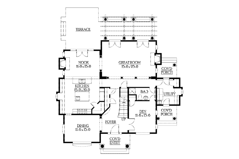 Dream House Plan - Floor Plan - Main Floor for Craftsman House Plan #132-410 - 4 bed, 4 bath