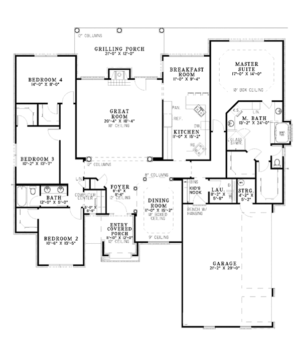 House Design - Ranch Floor Plan - Main Floor Plan #17-2842