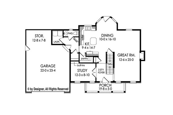 Floor Plan - Main Floor for Colonial House Plan #1010-211 - 3 bed, 2.5 bath