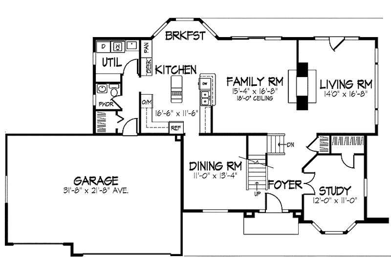 House Blueprint - Floor Plan - Main Floor for Traditional House Plan #320-869 - 4 bed, 2.5 bath