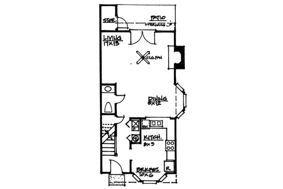 Floor Plan - Main Floor for Traditional House Plan #30-252 - 2 bed, 2.5 bath