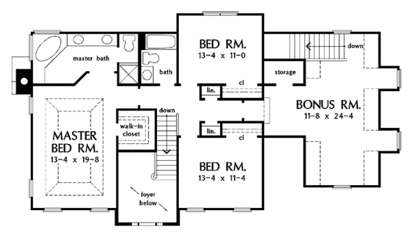 House Blueprint - Classical Floor Plan - Upper Floor Plan #929-101