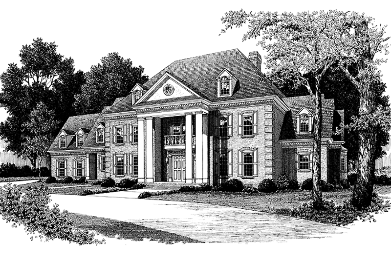 House Blueprint - Exterior - Front Elevation 3 for Classical House Plan #453-143 - 5 bed, 4 bath