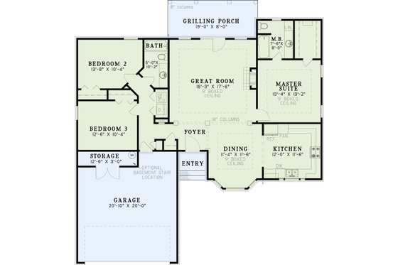 Floor Plan - Main Floor for Traditional House Plan #17-2281 - 3 bed, 2 bath