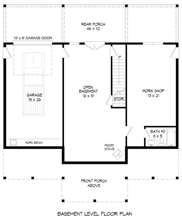 Southern Floor Plan - Lower Floor Plan #932-857