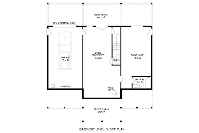 Architectural House Design - Floor Plan - Lower Floor for Southern House Plan #932-857 - 2 bed, 3 bath