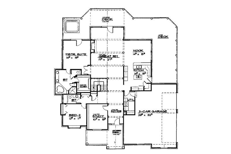 Home Plan - Floor Plan - Main Floor for Country House Plan #308-282 - 3 bed, 2 bath