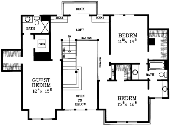 House Blueprint - Craftsman Floor Plan - Upper Floor Plan #72-1074