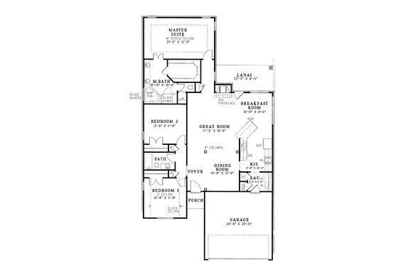 Floor Plan - Main Floor for European House Plan #17-2742 - 3 bed, 2 bath