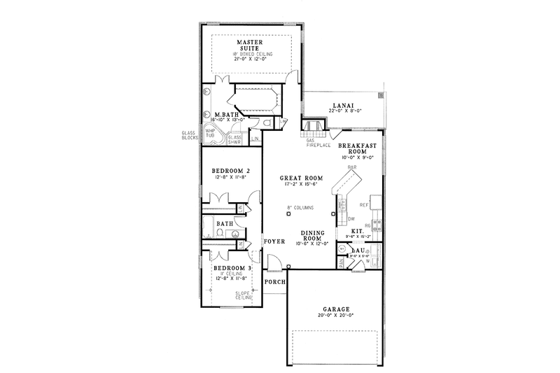 Dream House Plan - Floor Plan - Main Floor for European House Plan #17-2742 - 3 bed, 2 bath