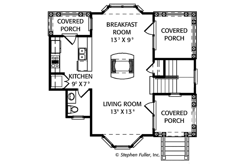 Home Plan - Floor Plan - Main Floor for Tudor House Plan #429-318 - 2 bed, 2.5 bath