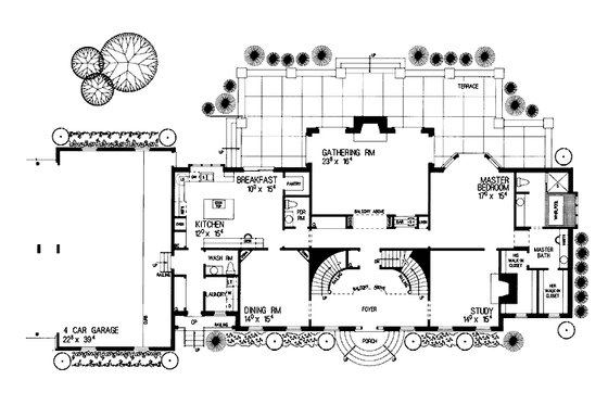 Floor Plan - Main Floor for Classical House Plan #72-857 - 5 bed, 3 bath