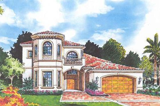 Exterior - Front Elevation for European House Plan #420-145 - 4 bed, 3.5 bath