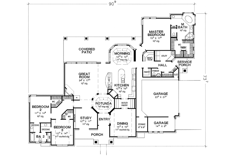 Dream House Plan - Floor Plan - Main Floor for European House Plan #472-334 - 3 bed, 2.5 bath