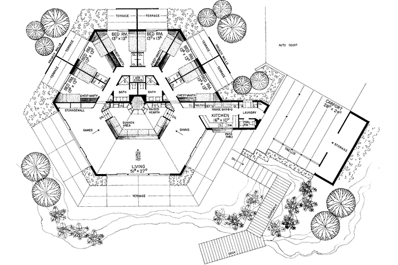 Home Plan - Floor Plan - Main Floor for Contemporary House Plan #72-531 - 6 bed, 2.5 bath