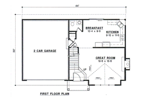 Floor Plan - Main Floor for Traditional House Plan #67-467 - 3 bed, 2.5 bath
