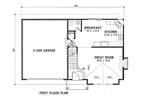 Floor Plan - Main Floor for Traditional House Plan #67-467 - 3 bed, 2.5 bath