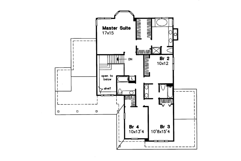 Architectural House Design - Floor Plan - Upper Floor for Country House Plan #320-619 - 4 bed, 3.5 bath