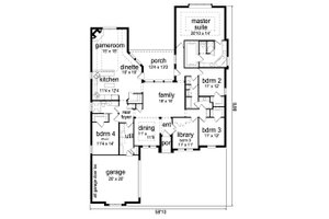Floor Plan - Main Floor for European House Plan #84-632 - 4 bed, 3 bath