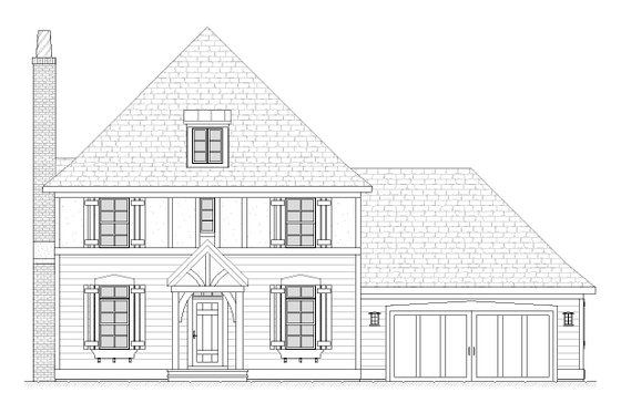 Exterior - Front Elevation 3 for Tudor House Plan #901-80 - 3 bed, 2.5 bath