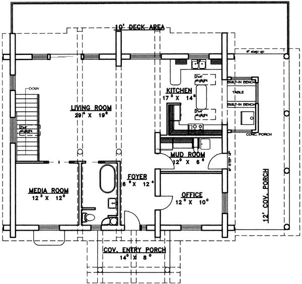 House Design - Log Floor Plan - Main Floor Plan #117-405