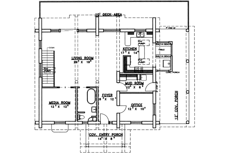 Architectural House Design - Floor Plan - Main Floor for Log House Plan #117-405 - 2 bed, 3 bath