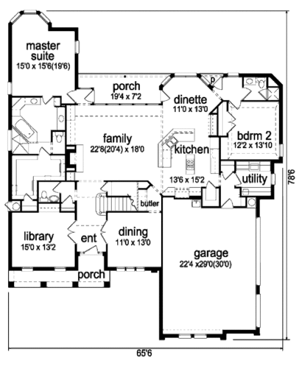 House Plan Design - European Floor Plan - Main Floor Plan #84-413