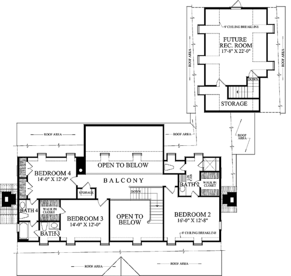 Classical Floor Plan - Upper Floor Plan #137-313