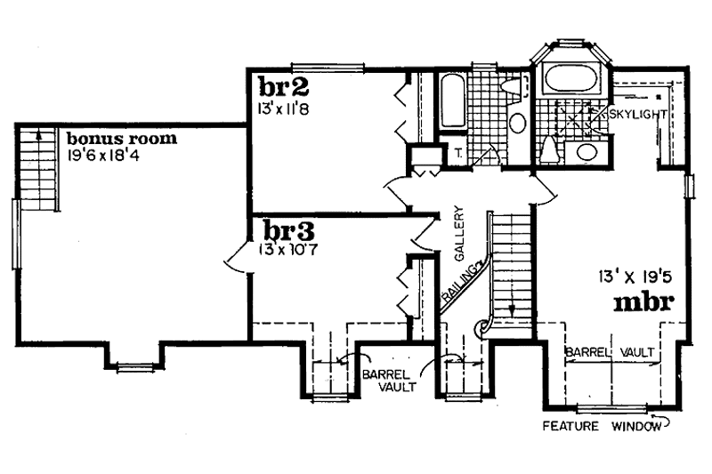 Architectural House Design - Floor Plan - Upper Floor for Country House Plan #47-705 - 3 bed, 2.5 bath