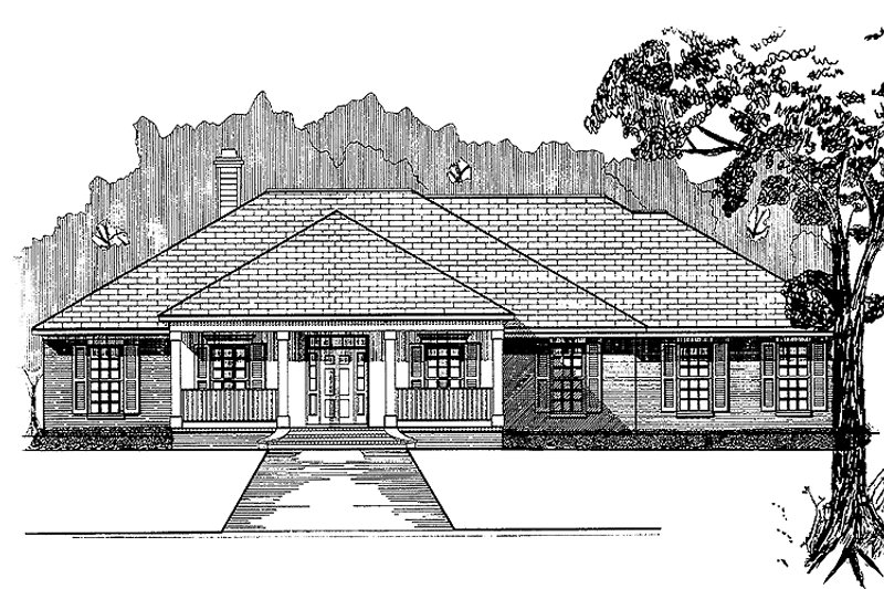 Architectural House Design - Exterior - Front Elevation 3 for Country House Plan #15-302 - 4 bed, 2 bath