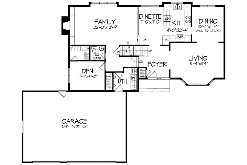 Home Plan - Floor Plan - Main Floor for European House Plan #51-731 - 3 bed, 2.5 bath