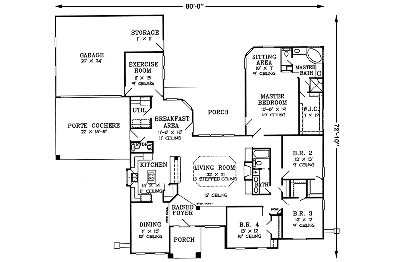 House Design - Floor Plan - Main Floor for Country House Plan #968-28 - 4 bed, 2.5 bath