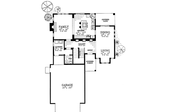 Floor Plan - Main Floor for Adobe / Southwestern House Plan #72-1133 - 3 bed, 2.5 bath
