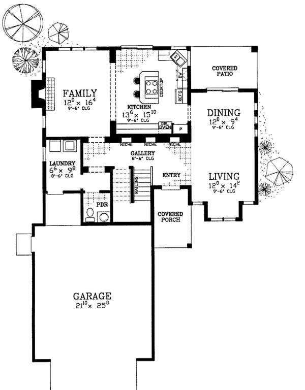 Architectural House Design - Adobe / Southwestern Floor Plan - Main Floor Plan #72-1133