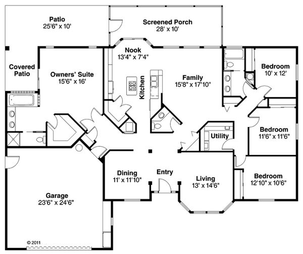 Home Plan - Mediterranean Floor Plan - Main Floor Plan #124-229