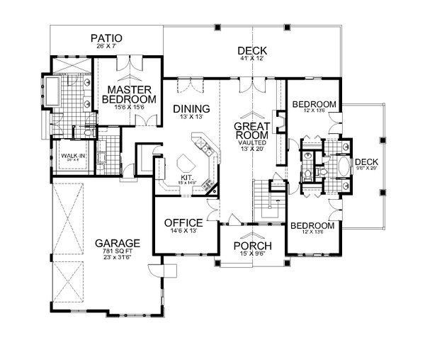 Architectural House Design - Craftsman Floor Plan - Main Floor Plan #112-210