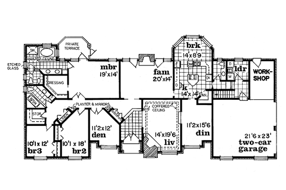 Floor Plan - Main Floor for European House Plan #47-174 - 3 bed, 2.5 bath