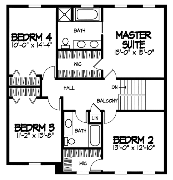 Home Plan - Colonial Floor Plan - Upper Floor Plan #320-872