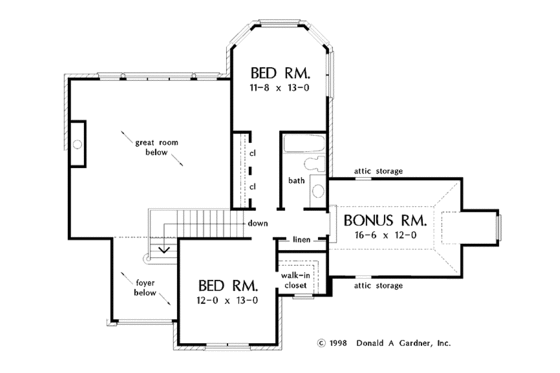 Floor Plan - Upper Floor for Traditional House Plan #929-341 - 3 bed, 2.5 bath