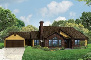 Ranch Exterior - Front Elevation Plan #124-973
