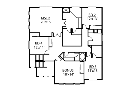 Floor Plan - Upper Floor for Traditional House Plan #951-23 - 4 bed, 2.5 bath