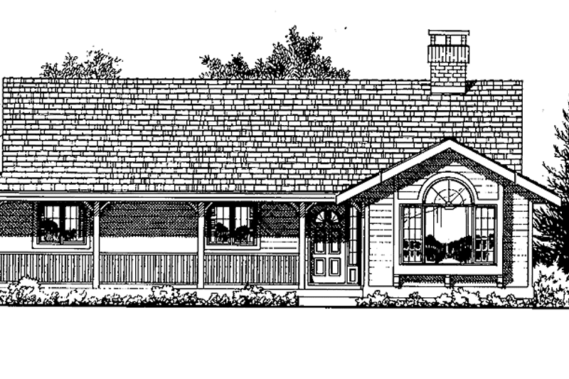 House Blueprint - Exterior - Front Elevation 3 for Country House Plan #47-718 - 3 bed, 2 bath