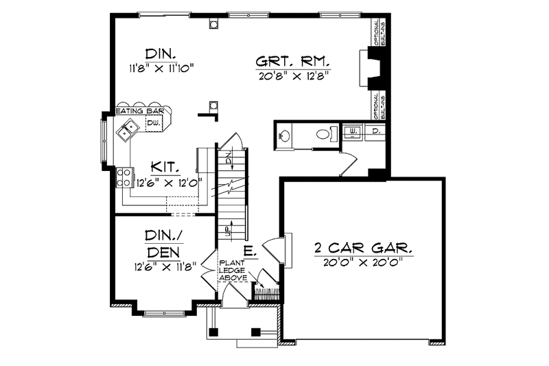 Home Plan - Floor Plan - Main Floor for Traditional House Plan #70-1359 - 4 bed, 2.5 bath