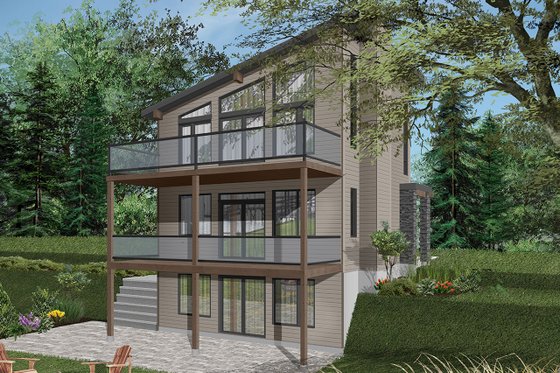 Exterior - Rear Elevation 4 for Contemporary House Plan #23-2660 - 2 bed, 1 bath